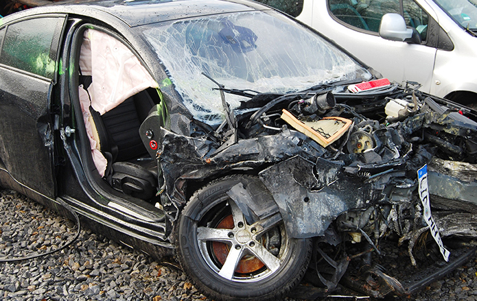 Kfz nach einem Unfall.